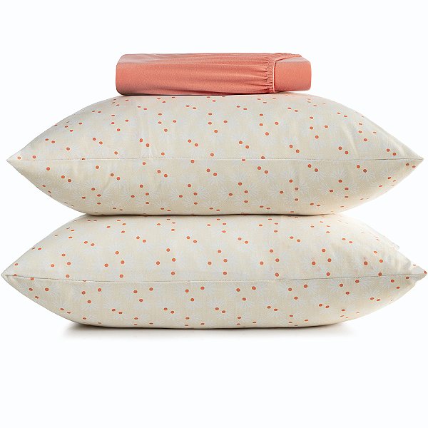 Jogo de Cama Altenburg Brisa 7 Malharia 3 Peças Casal Laranj