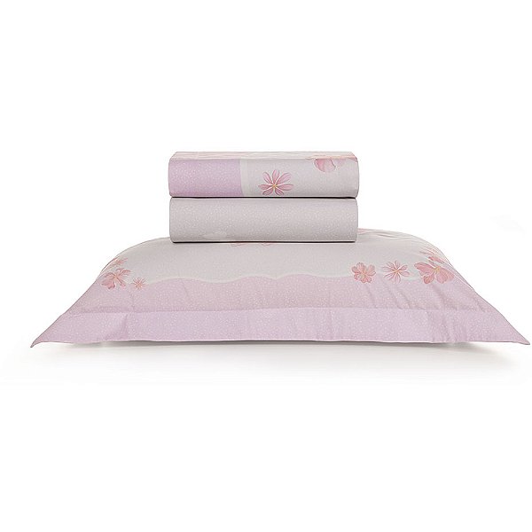 Jogo de Cama Karsten Graciela 200 Fios 3 Peças Solteiro Rosa