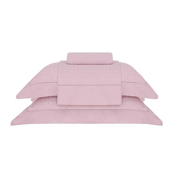 Jogo de Cama Buddemeyer Square 300 Fios 4 Peças Queen Rosa