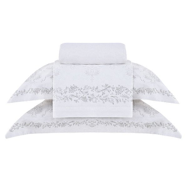 Jogo de Cama Buddemeyer Majestic 200 Fios 4 Peças King Cinza