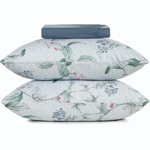 Jogo de Cama Altenburg Florescer TA 3 Peças Queen Azul