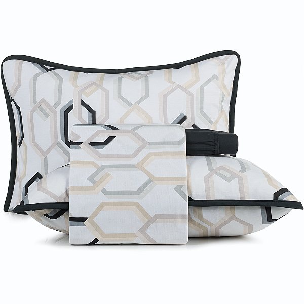 Jogo de Cama Altenburg Lins Malha 4 Peças Casal Preto