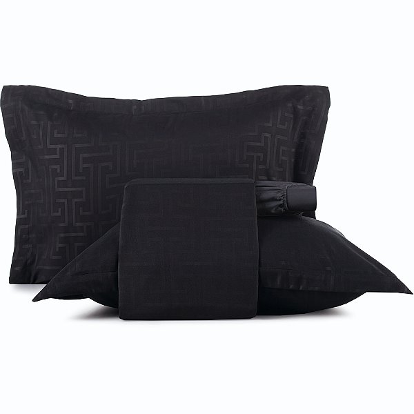 Jogo de Cama Altenburg Labirinto TA UW 4 Peças Queen Preto