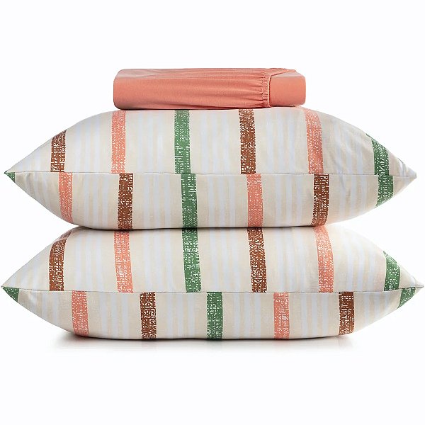 Jogo de Cama Altenburg Bossa7 Malharia 3 Peças Queen Laranja