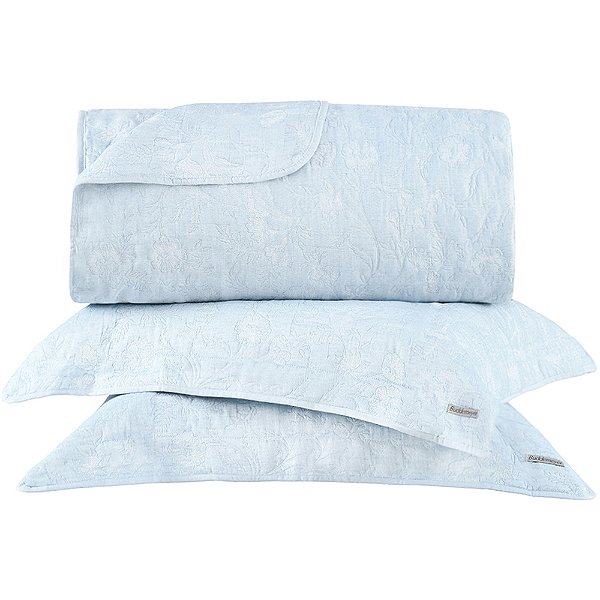 Jogo de Colcha Buddemeyer Hanna Jacquard 3 Peças Queen Azul
