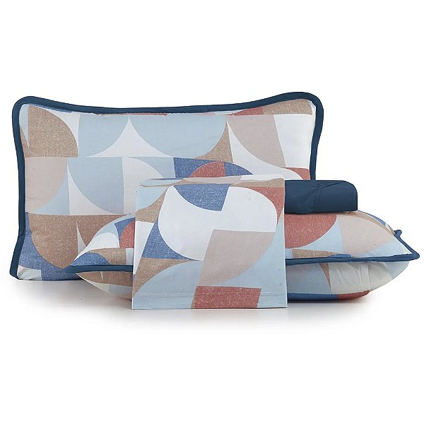 Jogo de Cama Altenburg Mirror Malha 4 Peças Queen Azul