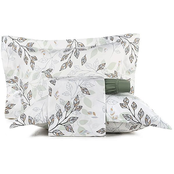 Jogo de Cama Altenburg Folhagem TA 4 Peças Queen Verde