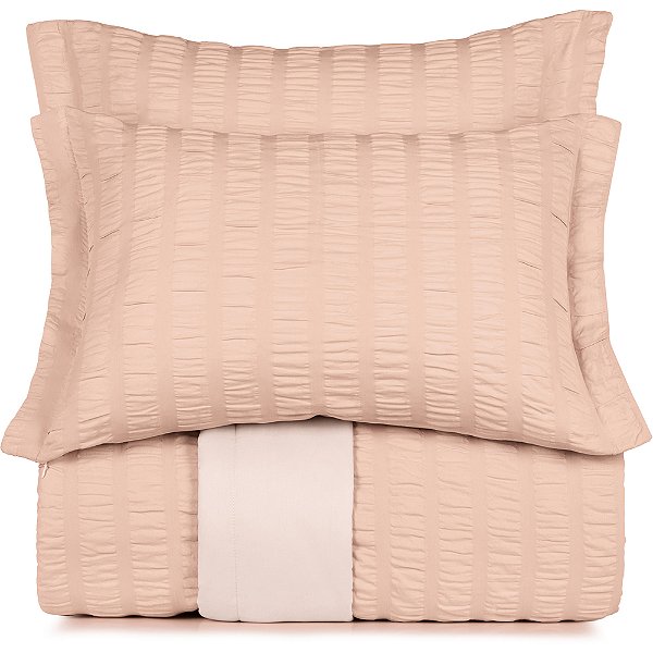 Jogo de Colcha Altenburg Madhya 200 Fios 3 Peças Queen Rosa