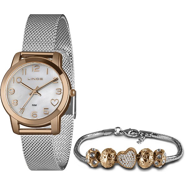 Kit Relógio Lince Shine LRT4783L34 K07QB2SX Prata Feminino