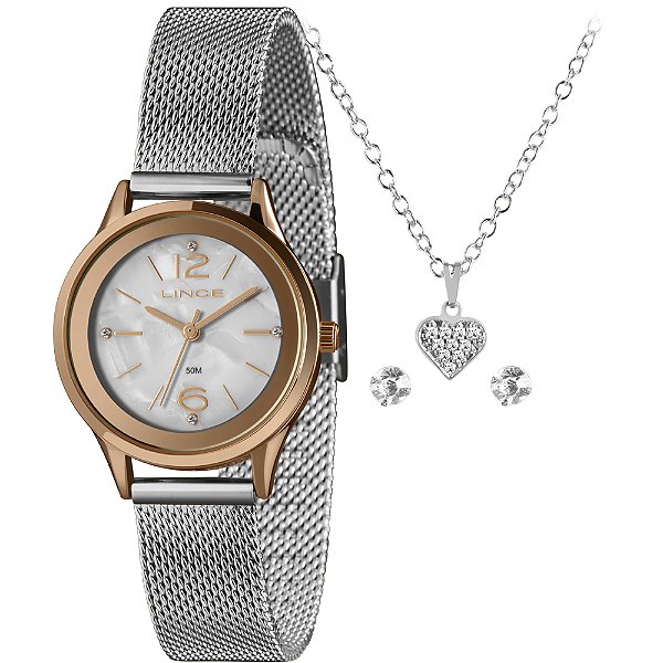 Kit Relógio Lince Shine LRTH182L30 K03RB2SX Prata Feminino
