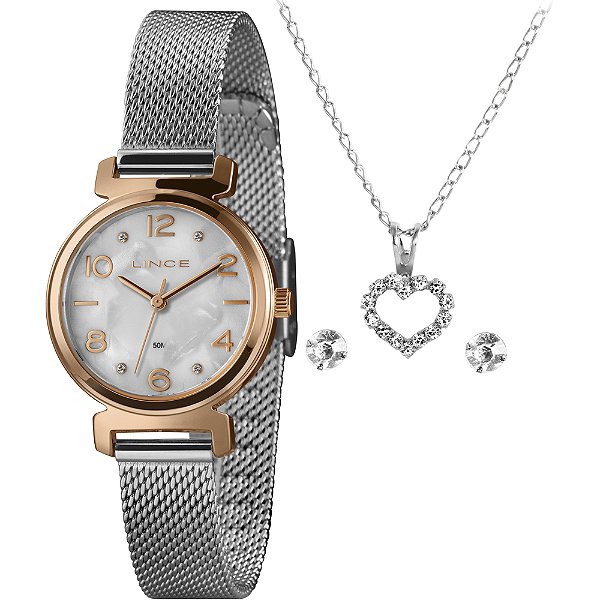 Kit Relógio Lince Shine LRTH185L28 K04JB2SX Prata Feminino