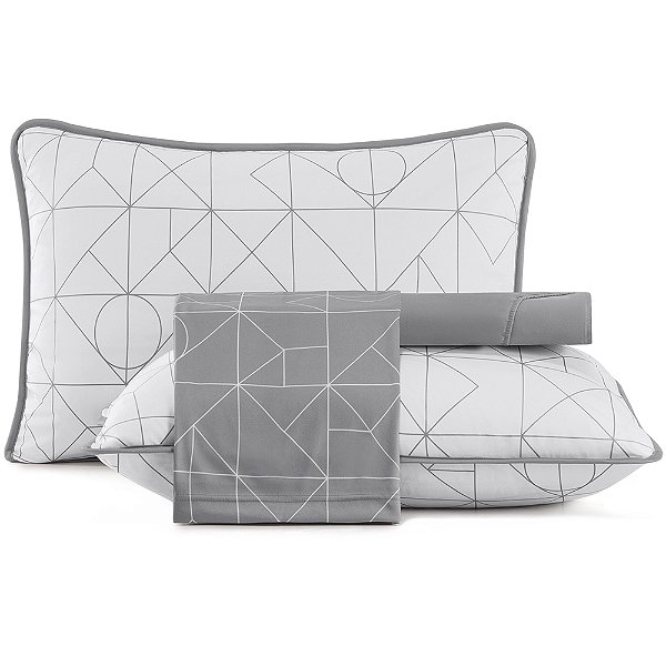 Jogo de Cama Lynel Urban Malha 4 Peças Queen Cinza