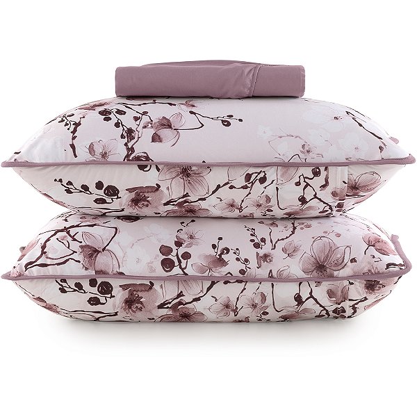 Jogo de Cama Lynel Cora Malha 3 Peças Queen Rosa