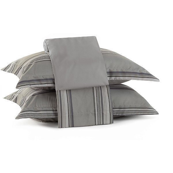 Jogo de Cama Lynel Twill Sofistic 4 Peças Queen Cinza