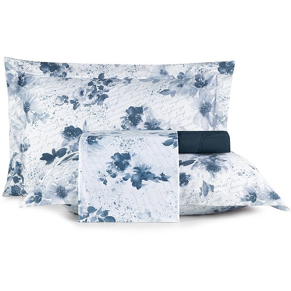 Jogo de Cama Lynel Romanza Sofistic 4 Peças Queen Marinho