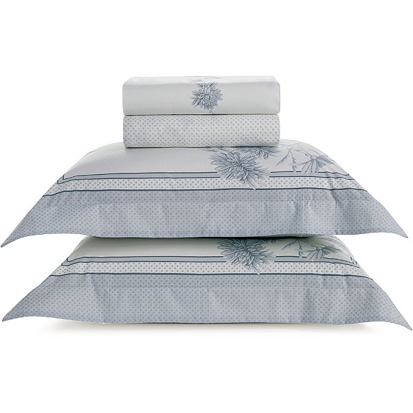 Jogo de Cama Karsten Mavie 200 Fios 4 Peças Queen Azul