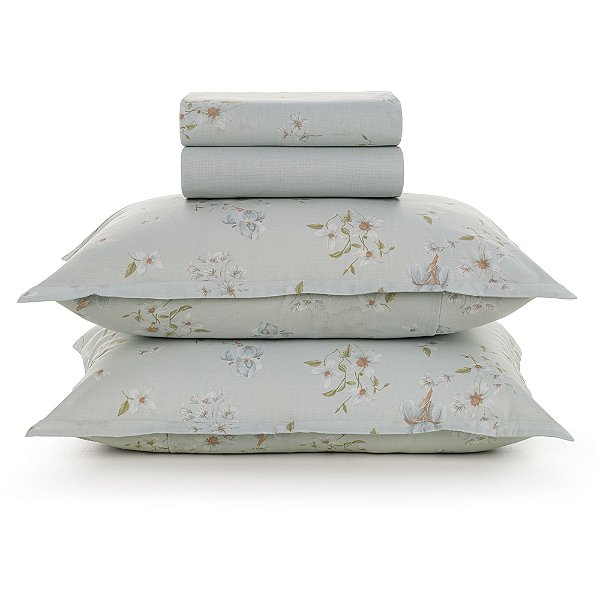 Jogo de Cama Karsten Adeline 160 Fios 4 Peças Casal Verde