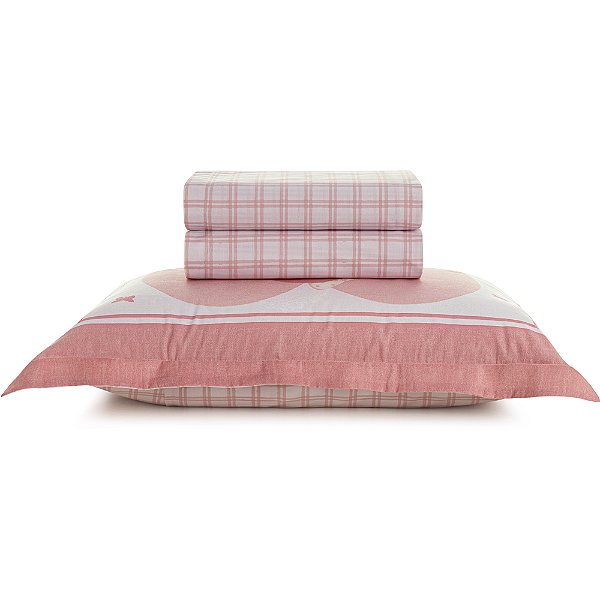 Jogo de Cama Karsten Ameli 200 Fios 3 Peças Solteiro Rosa