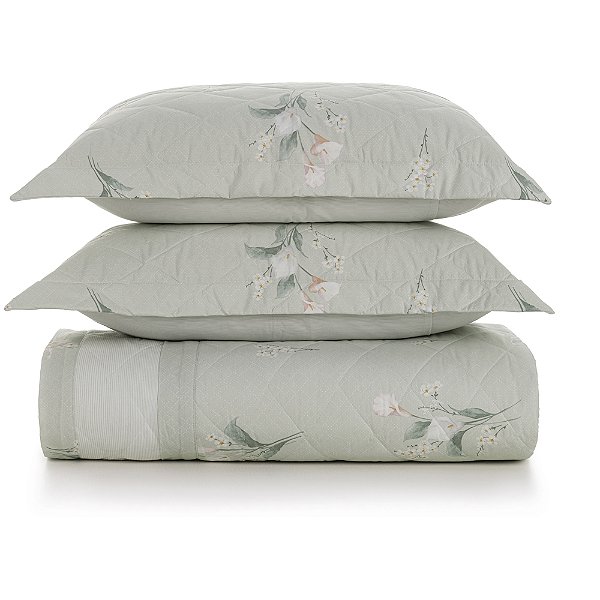 Jogo de Colcha Karsten Lydia 200 Fios 3 Peças Casal Verde