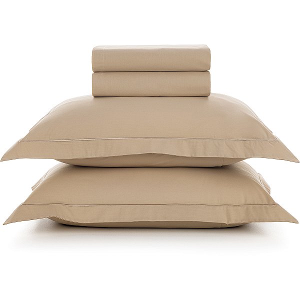Jogo de Cama Karsten Deliz 200 Fios 4 Peças Queen Bege Creme