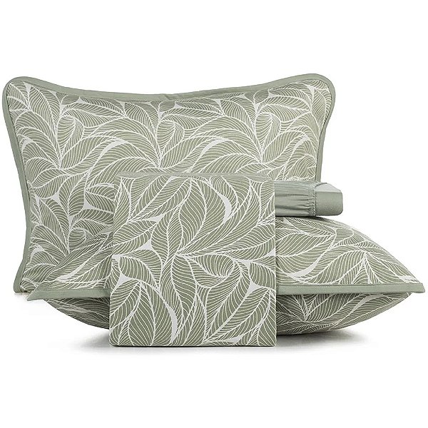 Jogo de Cama Altenburg Tahaa Malha 4 Peças Queen Verde