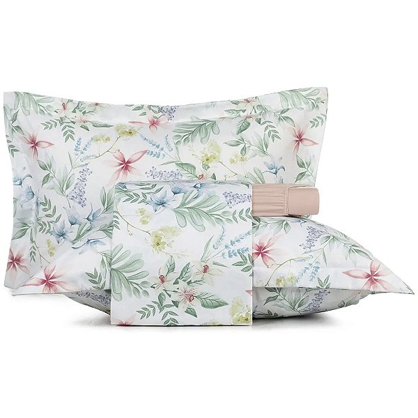 Jogo de Cama Altenburg Florado Ta 4 Peças Casal Rosa