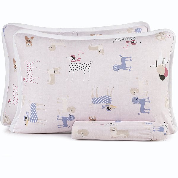 Jogo de Cama Altenburg Pet Chic Malha 3 Peças Casal rosa