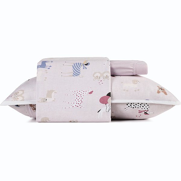 Jogo de Cama Altenburg Pet Chic Malha 3 Peças Solteiro rosa