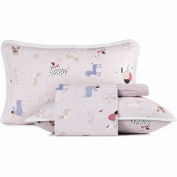 Jogo de Cama Altenburg Pet Chic Malha 4 Peças Casal rosa