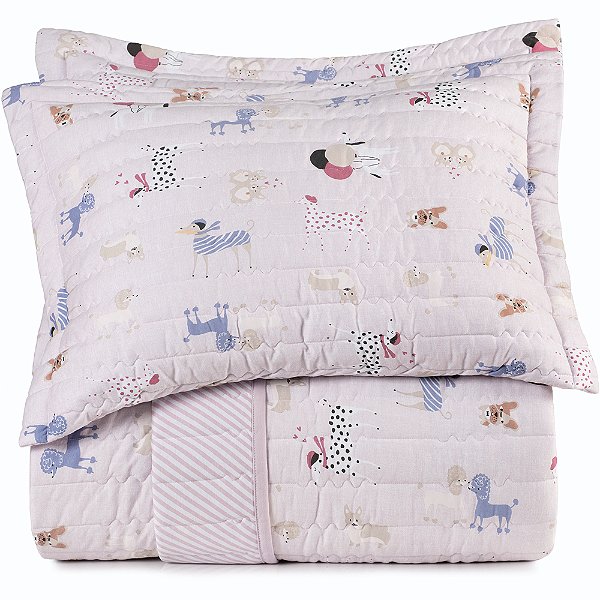 Jogo de Colcha Altenburg Pet Chic Malha 3 Peças Casal rosa