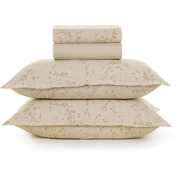 Jogo de Cama Karsten Beatriz 160 Fios 4 Peças Casal Bege