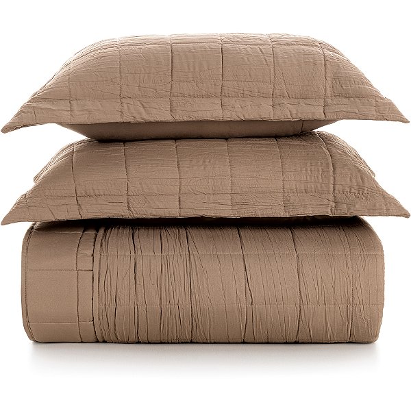 Jogo de Colcha Karsten Valena Plissado 3 Peças Queen Marrom