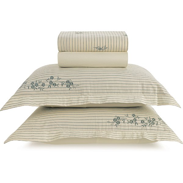 Jogo de Cama Karsten Elise Linho 4 Peças King Off White