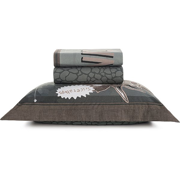 Jogo de Cama Karsten T Rex 200 Fios 3 Peças Solteiro Verde