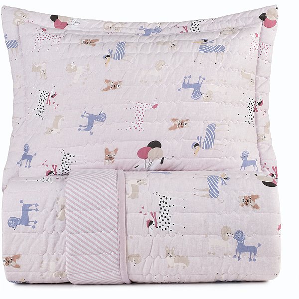 Jogo de Colcha Altenburg PetChic Malha 2 Peças Solteiro Rosa