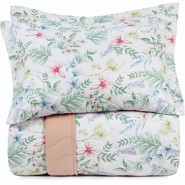 Jogo de Colcha Altenburg Florado Ta 3 Peças Casal Branco