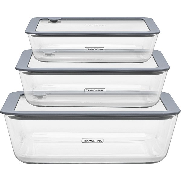 Jogo de Pote de Vidro Tramontina Vittra 3 Peças Herméticas