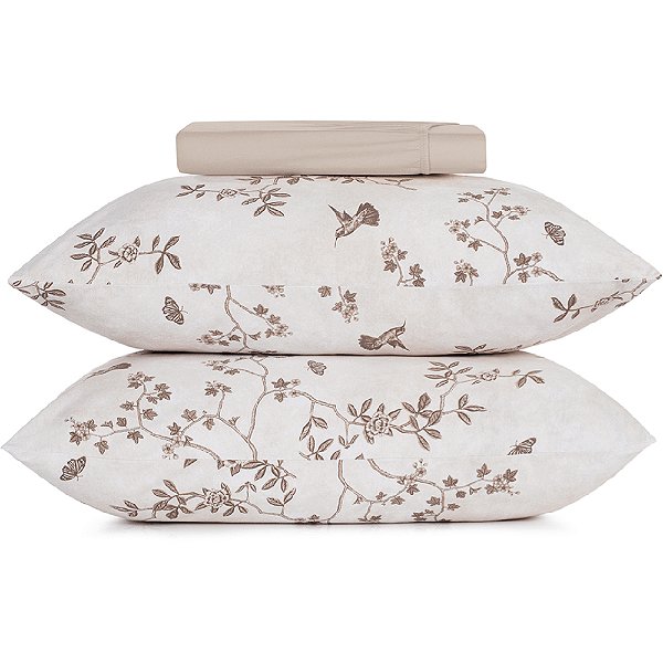 Jogo de Cama Altenburg Paradis Malha 3 Peças Casal Bege