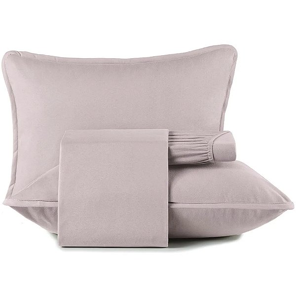 Jogo de Cama Altenburg Natural Malha 4 Peças Casal Rosa