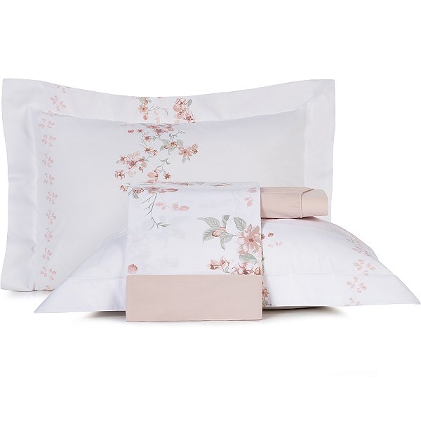 Jogo de Cama Altenburg Liliflora 200 Fios 4 Peças Casal Rosa