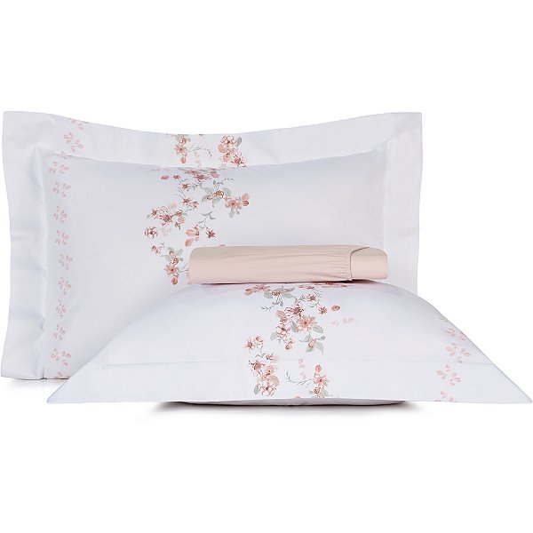 Jogo de Cama Altenburg Liliflora 200 Fios 3 Peças Casal Rosa