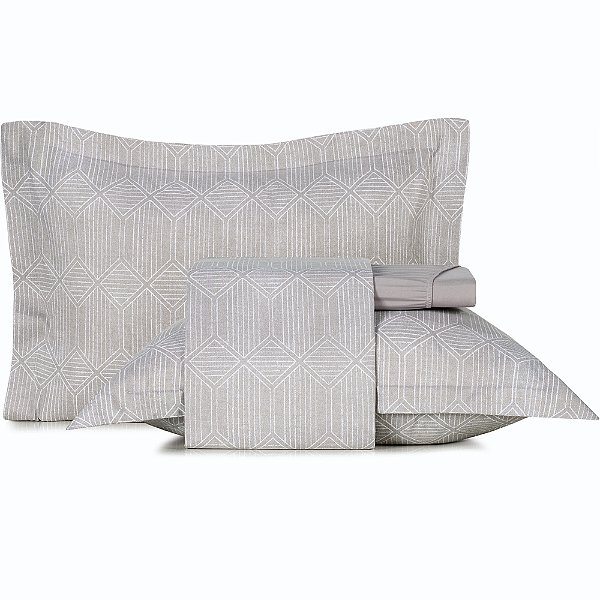 Jogo de Cama Altenburg Reflexo Ta 4 Peças Queen Cinza