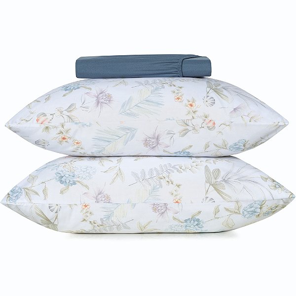 Jogo de Cama Altenburg Campestre Ta 3 Peças Queen Azul