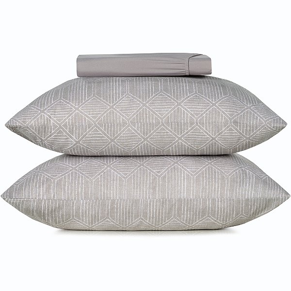 Jogo de Cama Altenburg Reflexo Ta 3 Peças Queen Cinza