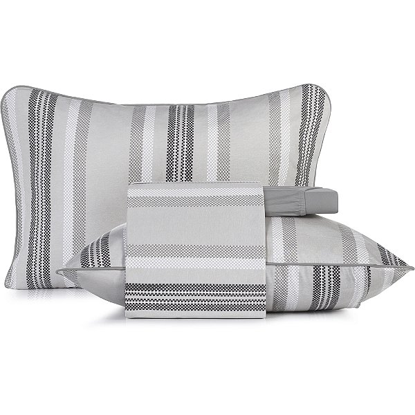 Jogo de Cama Altenburg Miragem Malha 4 Peças Queen Cinza