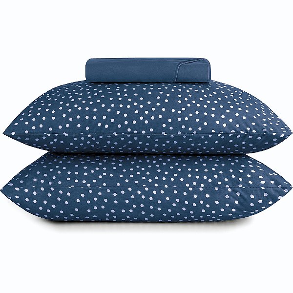 Jogo de Cama Altenburg Bits Malha 3 Peças Queen Marinho