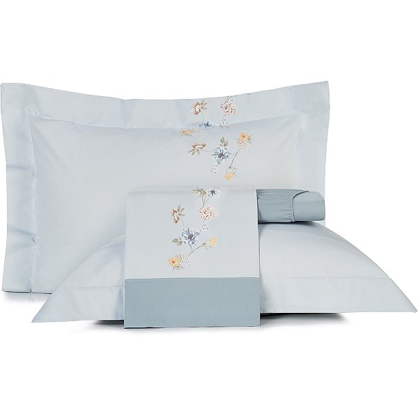 Jogo de Cama Altenburg Peonia 200 Fios 4 Peças Queen Azul