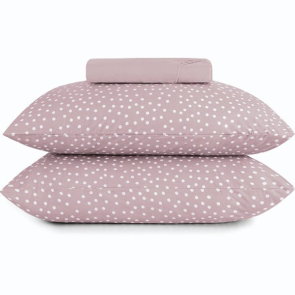Jogo de Cama Altenburg Bits Malha 3 Peças Queen Rosa