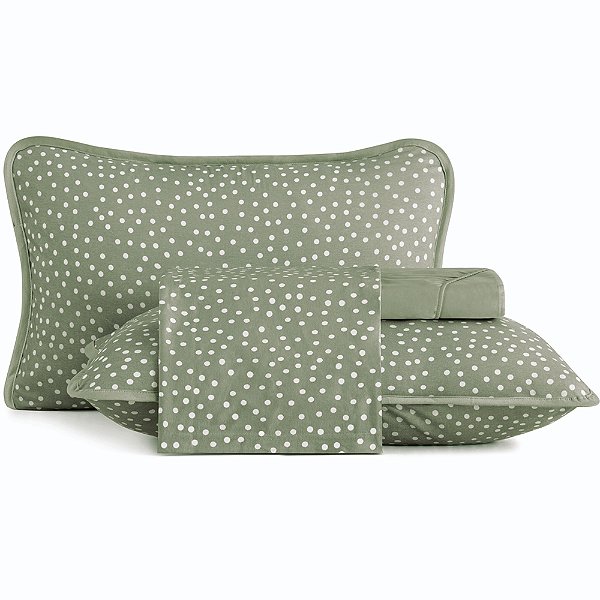Jogo de Cama Altenburg Bits Malha 4 Peças Queen Verde