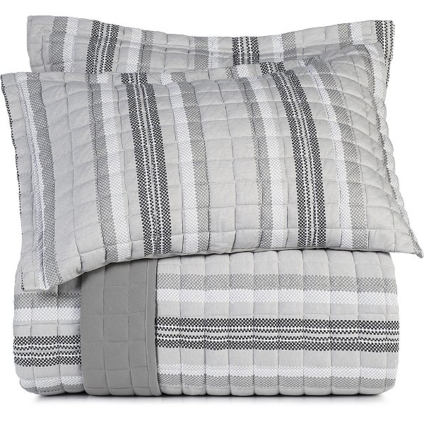 Jogo de Colcha Altenburg Miragem Malha 3 Peças Queen Cinza